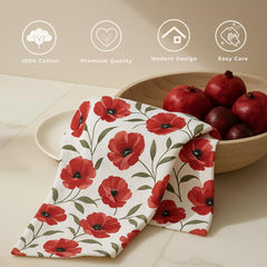 Oak & Lily 100% Cotton Kitchen Napkins Dish Towels 450 Gsm | Premium European Quality Washable, Large Size Kitchen Cloth For Roti, Cleaning, Drying | Red (Set Of 6)
