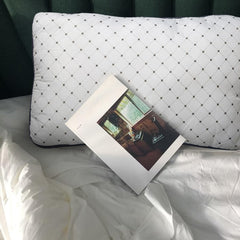 Premium Hotel Quality Soft Polyester Blend Fiber Pillow, Grey-White - 17x27 Inch | Standard Size, Neck Support, Washable, Removable Cover | Bed Pillow, Comfortable Pillow - Set Of 2