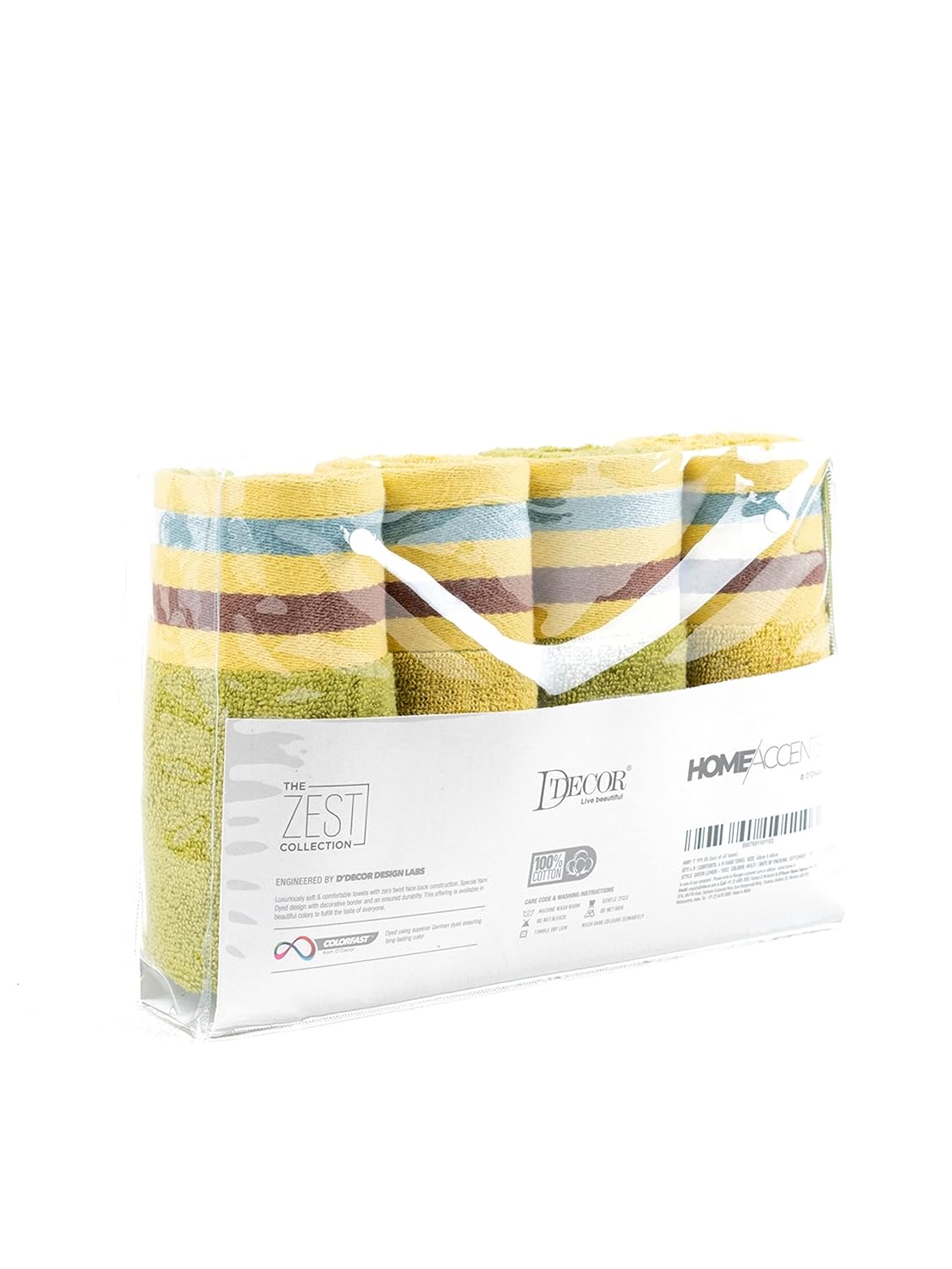 Ddecor Live Beautiful 2 Bath Towels & 2 Hand Towels 1400 Gsm (Green Lemon)