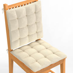 Square Chair Pads Cushion, For Comfortable Sitting, Cream Color - 40 X 40 Cm | Seat Cushions With Ties For Sitting, Pooja, Dining & Office Table | Furniture Cushion, Washable - Pack Of 2