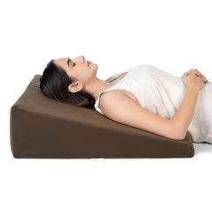Wedge Pillow Memory Foam For Back Support, Velvet Brown, Large Size - 7 Inch | Wedge Cushion, Acid Reflux, Snoring, Gerd, Leg Elevation, Pregnancy | Removable Cover, Breathable Soft Pillow