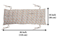 Microfiber Long Chair Pad Cushion, Chair Back Rest Pillow, Size - 45 X 121 Cm | Flower Printed - White, Versatile Use, Long Lasting, Comfort | Lightweight Portability - Pack Of 1