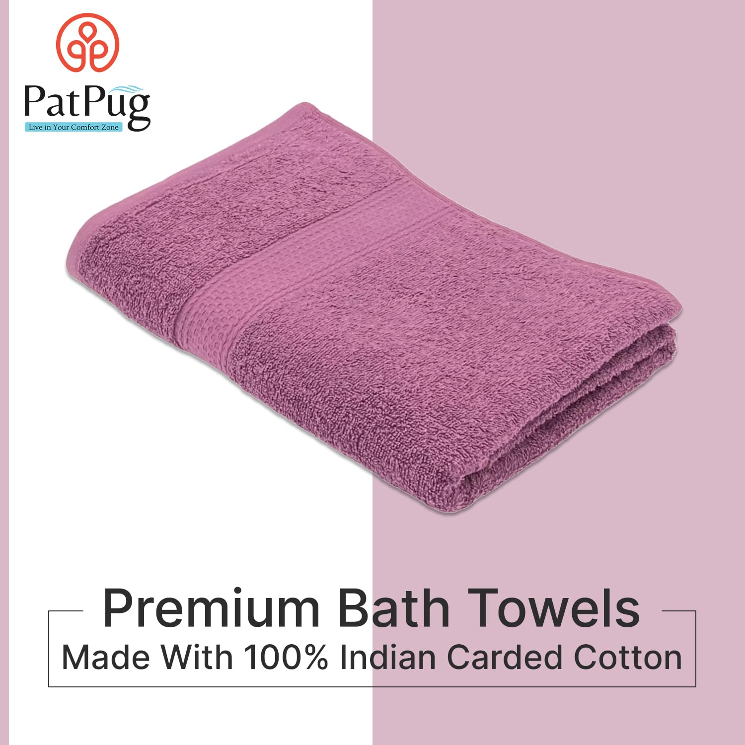PatPug 100% Indian Ultra Soft Cotton Towel 380 Gsm | Highly Absorbent, Fade Resistant Large Bath Towel (Wine Red)
