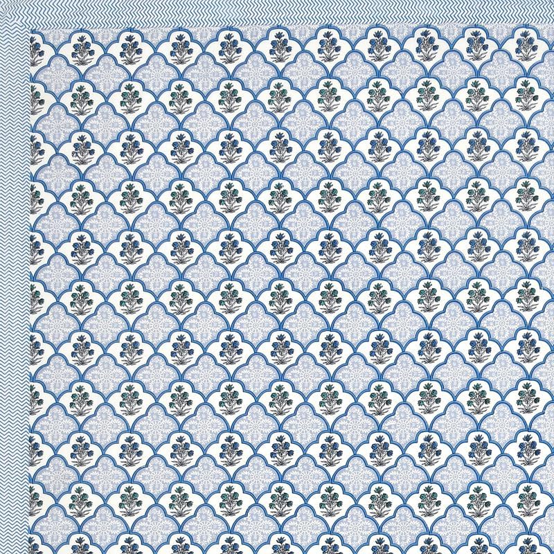 Cotton King Size Bedsheet With 2 Matching Pillow Covers - 90 X 108 Inches, Blue & White | Designer Printed Bedsheet Set - Naturally Soft, Breathable, & Skin-Friendly