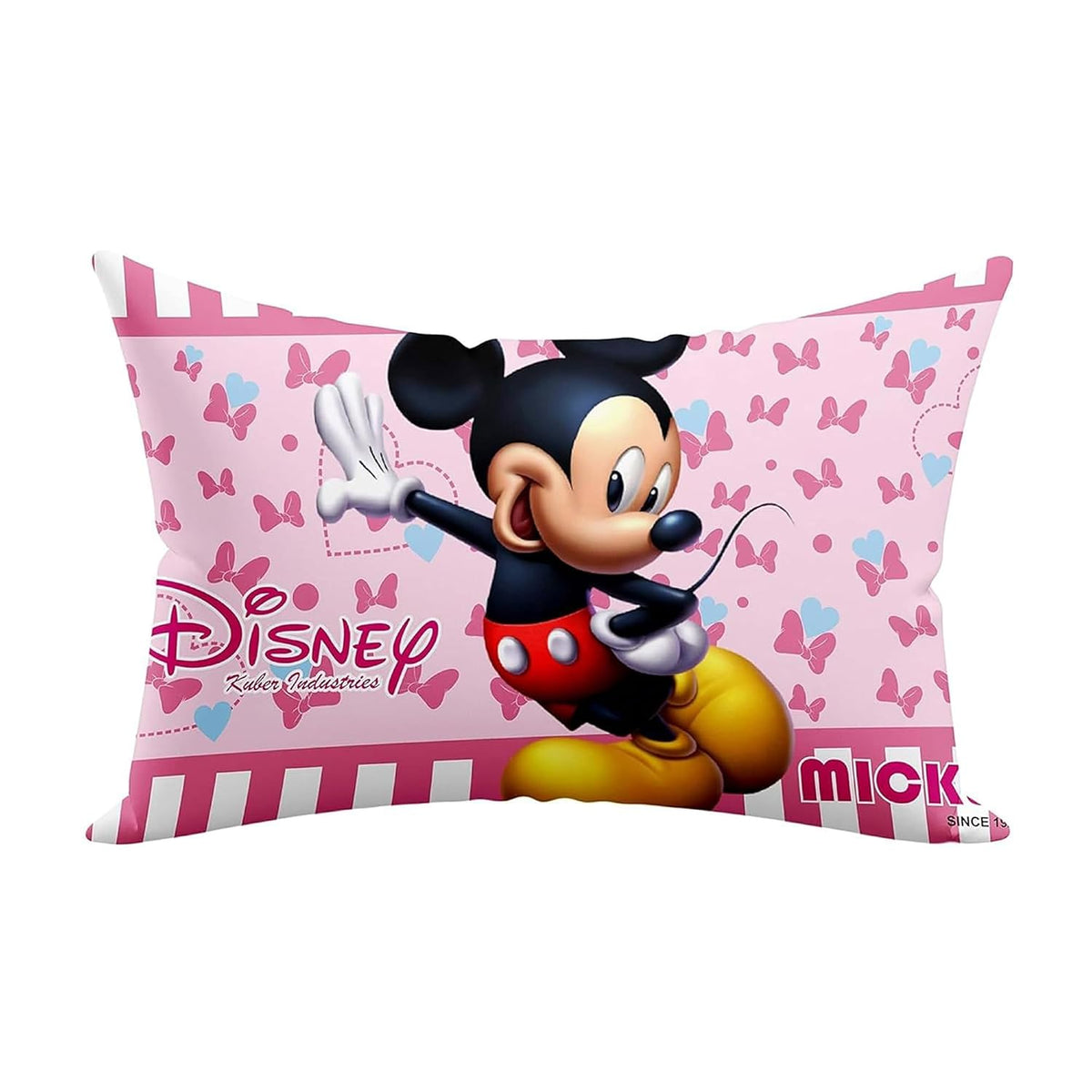 Kid's Disney Mickey & Minnie Pillow For Sleeping, Pink - 12x18 Inches | Cozy & Fluffy Super Soft Pillow, Suitable For All Sleepers, Multipurpose & Comfortable, Breathable - 1 Piece