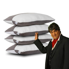 Hollow Sleeping Fiber Pillow With Zip, Adjustable Sleeping Bed Pillow -Standard Size | White & Grey, Soft & Fluffy Pillow, Neck Support, Breathable, Cool & Comfortable - Set Of 4