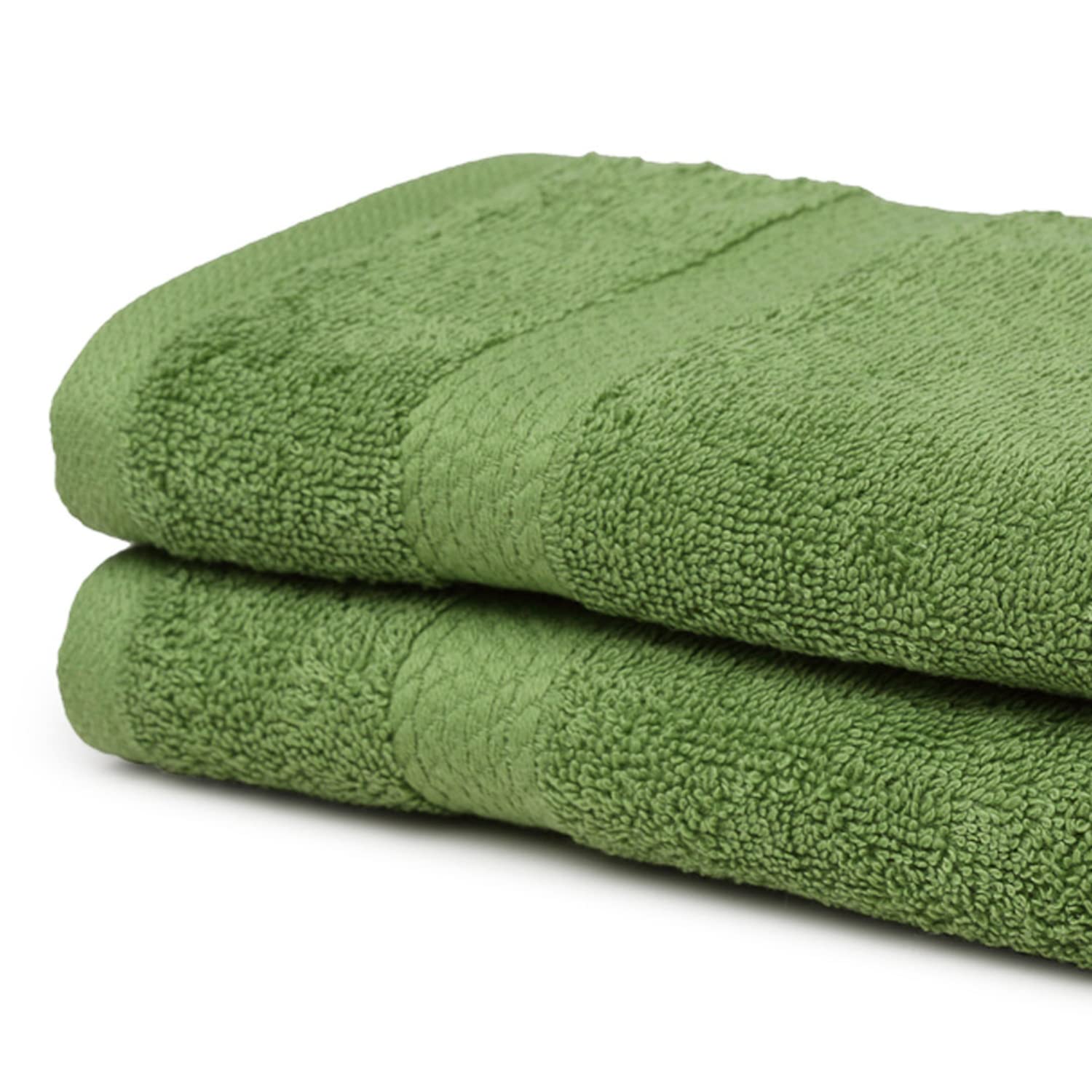 Spaces 100% Cotton Hand Towel 400 Gsm | High Absorbency Easy Care Soft Feel (Green) - 2 Pcs