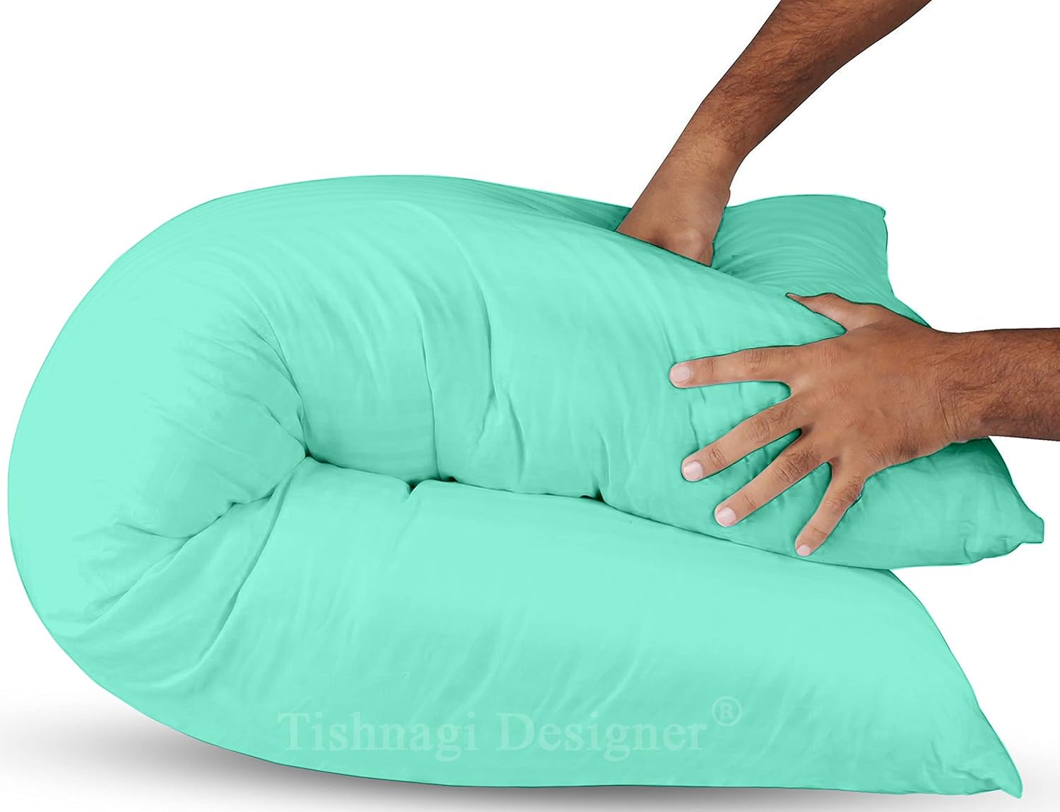 Soft Microfiber Hug Pillow For Sleeping, Full Body Pillow, Aqua Green - 18 X 54 Inch | For Pregnant Women, Long Pillow For Bed, Pregnancy Pillow, Large Pillow With Cover, Multipurpose Use