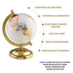 Rotating World Globe 5 Inch With Metal Stand For Show Piece For Office Decor, Study Table Decor, Birthday, Party Gifts & Anniversary, Pack Of 1