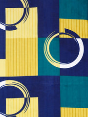 1 Double Bedsheet With 2 Pillow Covers - 85 X 86 Inches, Blue & Yellow | Long-Lasting Color Comfortable Fabric Bedsheet