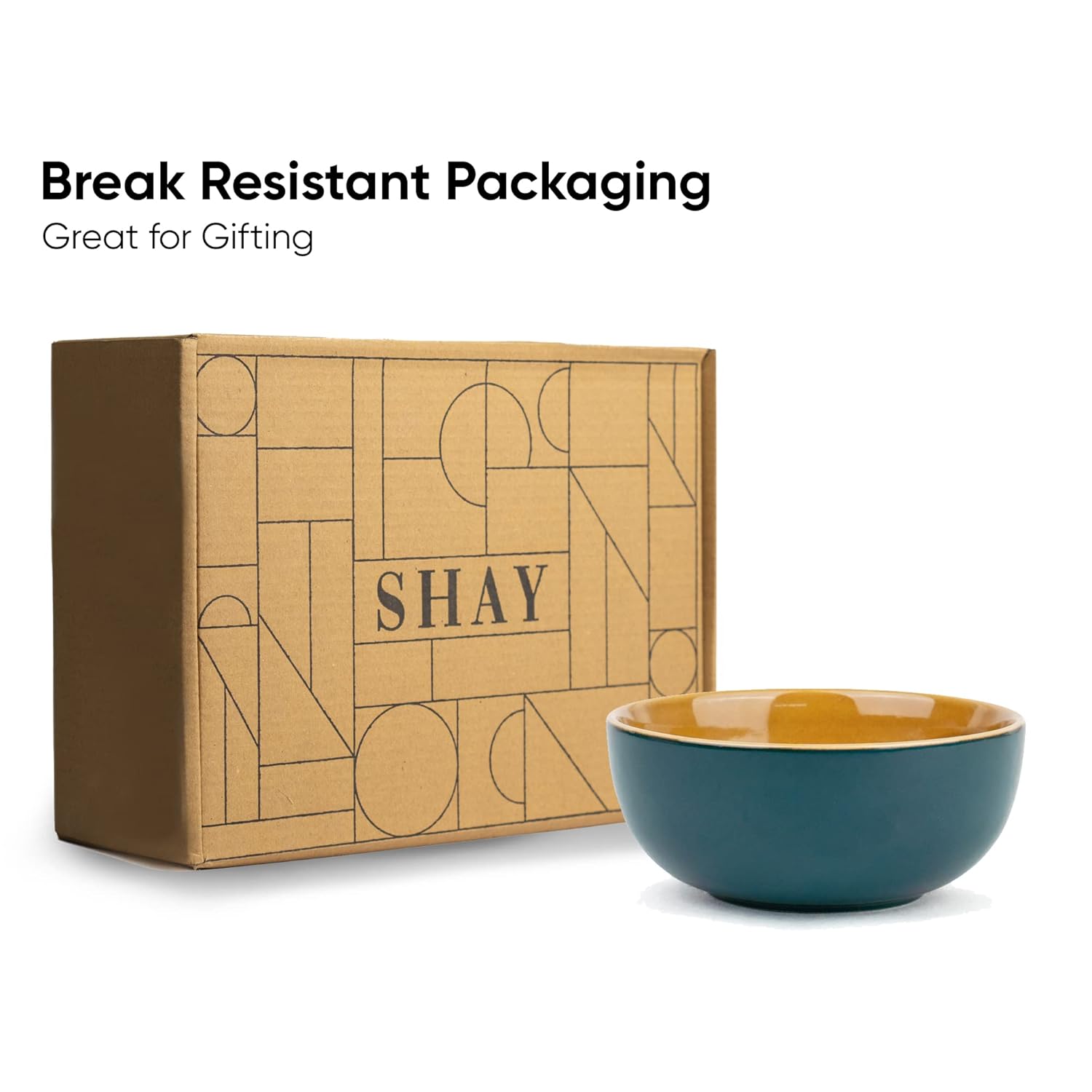 Ceramic Bowl Set Of 4 Pieces For Snacks - 330ml Each, Teal Green | Maggie Bowl, Noodle Bowl With Glossy Finish - Premium Stoneware | Microwave Safe & Dishwasher Safe