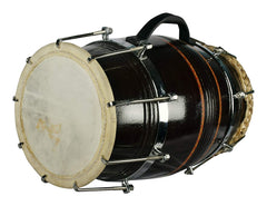 Hand Made Sheesham Wood Dholak Drum With Bag - Black | Perfectly Symmetric Round Dholak Nickel Plated Bolts & Nuts - Dholak For Festival, Wedding, Satsang | Very Easy To Tune