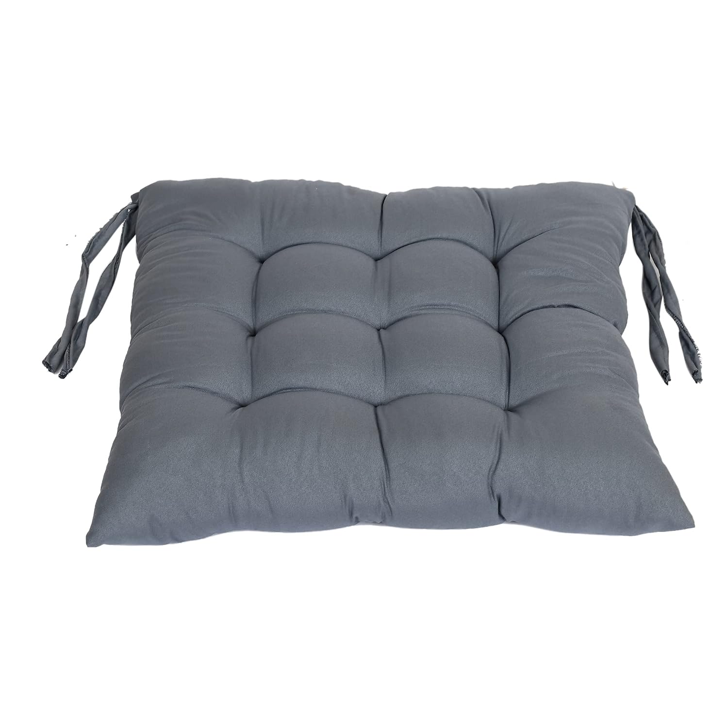 Chair Cushion Pad, Soft & Comfortable Sitting, Chair Pad - Grey Color | Microfiber Square Cushion For Home, Office | Chair Cushion With Ties, Floor Pillow, Washable - Pack Of 1