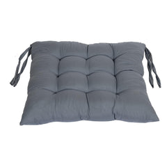 Chair Cushion Pad, Soft & Comfortable Sitting, Chair Pad - Grey Color | Microfiber Square Cushion For Home, Office | Chair Cushion With Ties, Floor Pillow, Washable - Pack Of 1