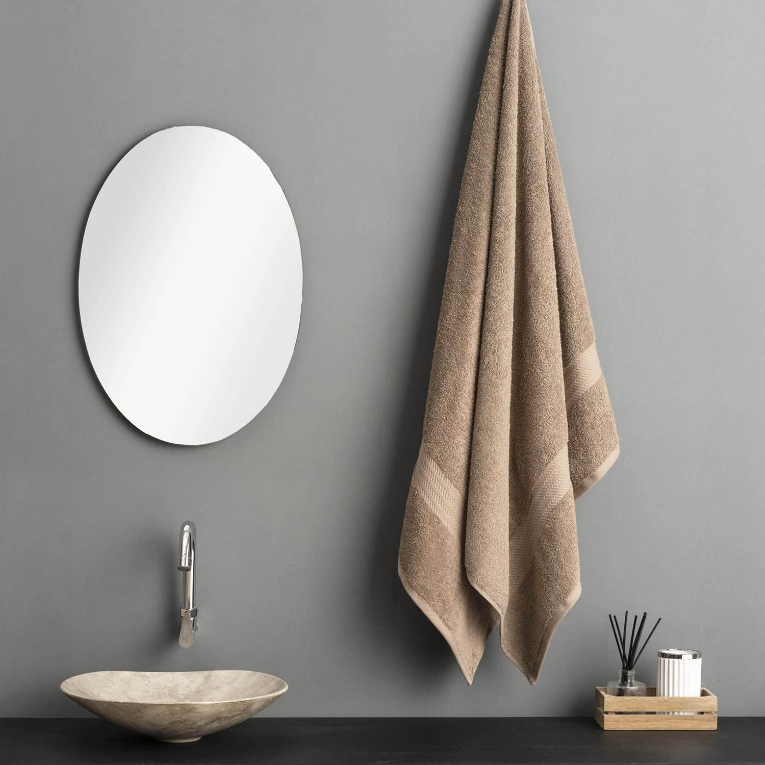 Ddecor Live Beautiful 100% Cotton Bath Towel 500 Gsm | Large Size Bath Towel Soft & Absorbent For Men & Women (Beige)