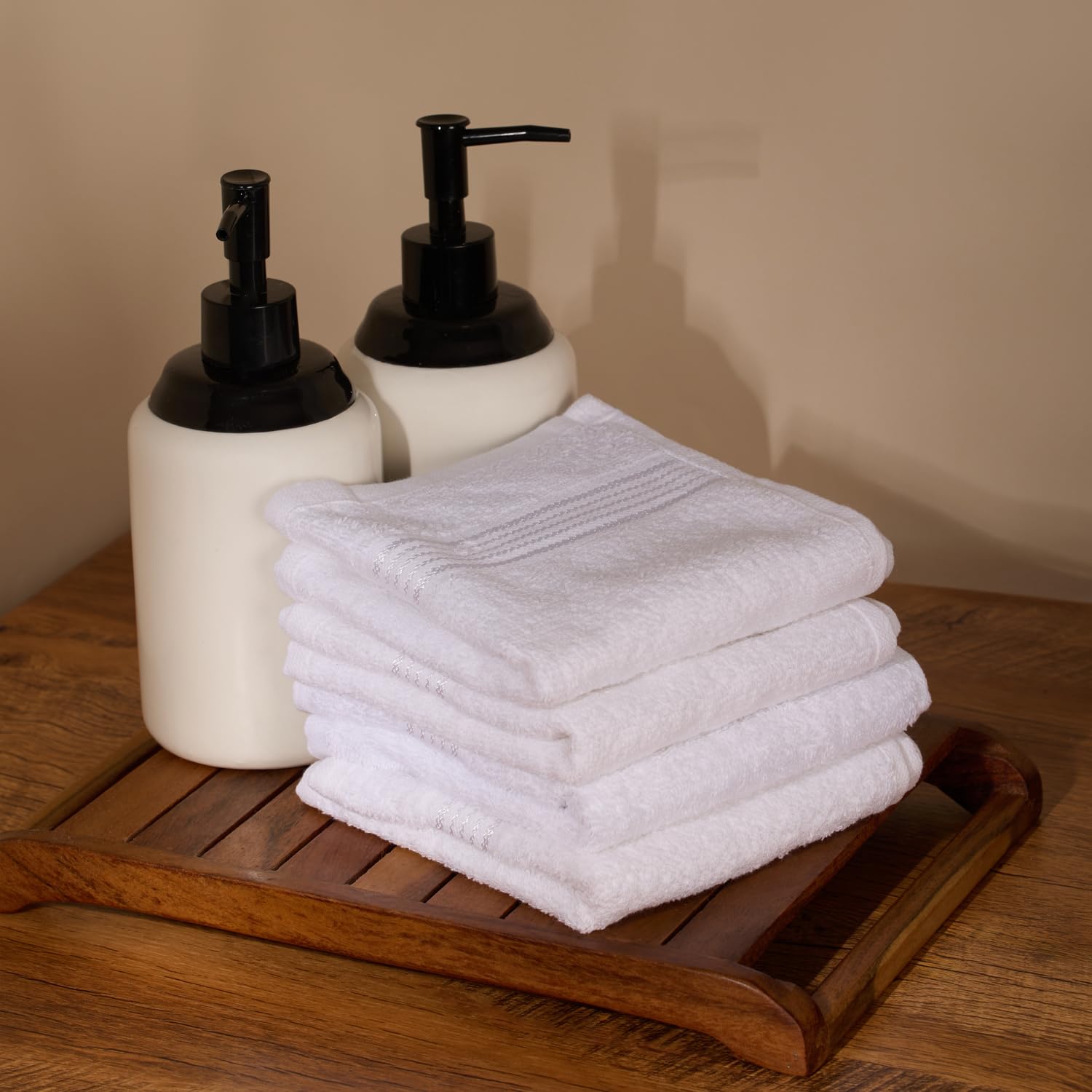 Kopa Quick Dry 100% Cotton Soft Terry Face Towel 640 Gsm | Quick Dry 100% Cotton Super Absorbent, Lightweight (D'Ross) Face Towel (White)- Pack Of 4