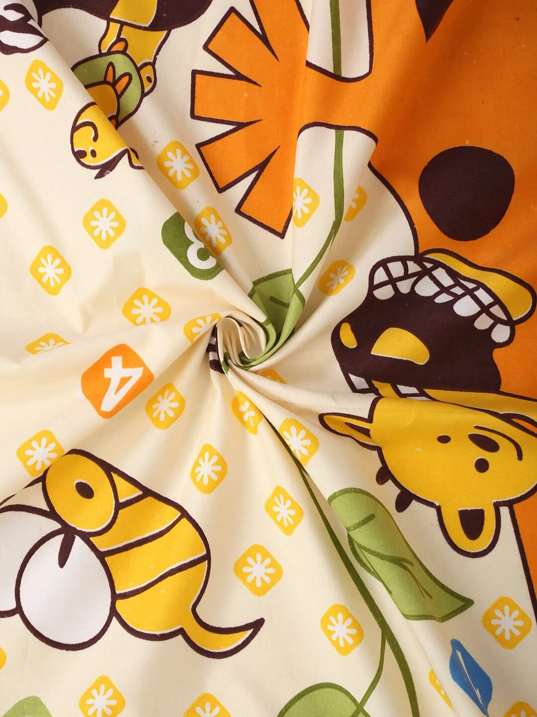 Kids Giraffe Single Bedsheet With 1 Pillow Cover - 55 X 86 Inches, Yellow | Durable, Long Lasting Fabric | Soft To Touch And Comfortable