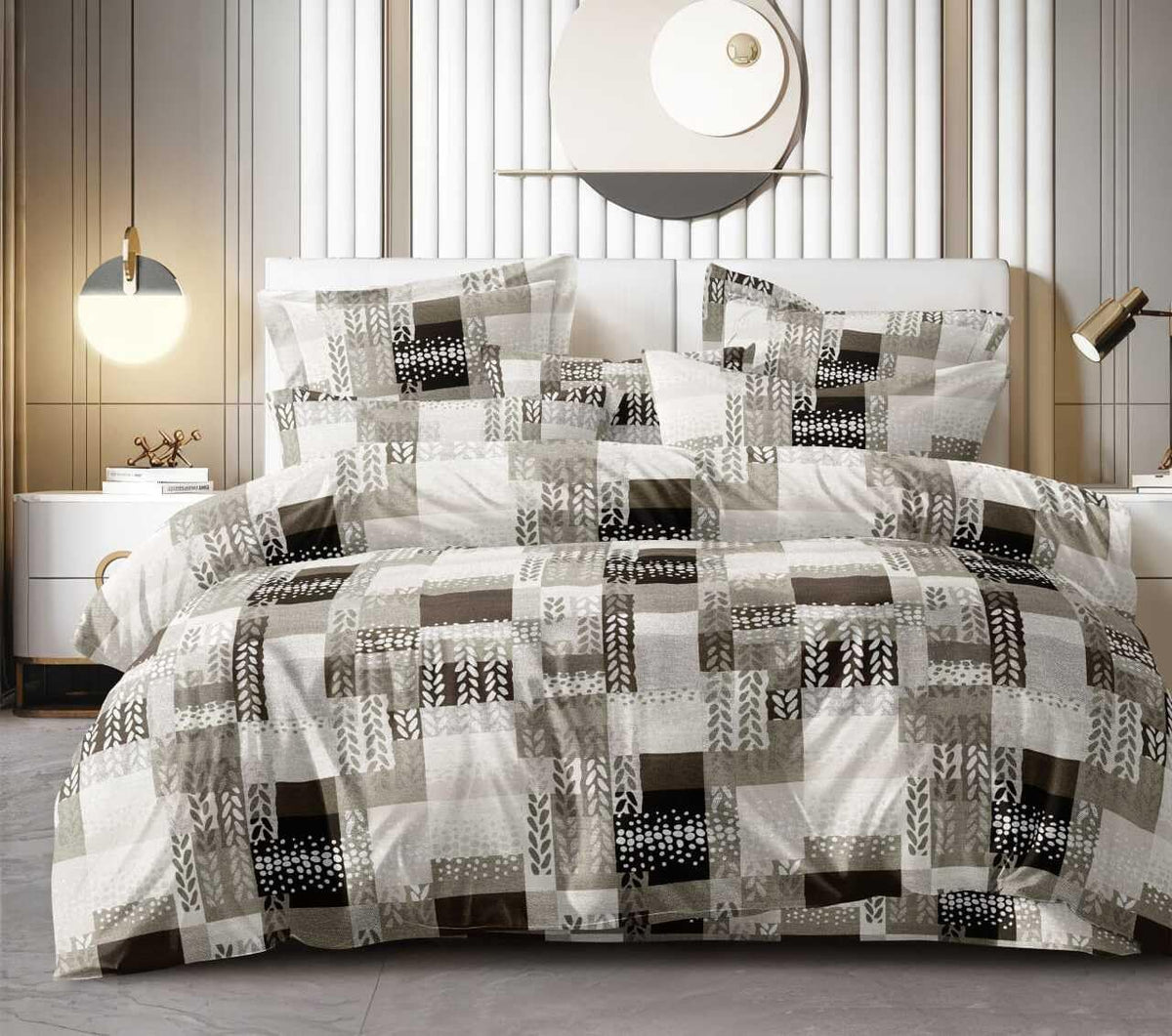 Printed Double Bedsheet For Super King Size With 2 Matching Pillow Covers - 108 X 108 Inches, Multicolor | 300 Thread Count Skin Friendly & Luxuriously Smooth To Touch Bedsheet