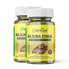 Nutriluxe Arjun Ki Chaal Extract Capsules Promotes Heart Health, Regulates Blood Pressure & Cholesterol Levels | 60 Capsules 100gm 0.2lbs Each Pack Of 2