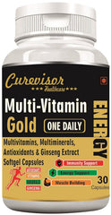 Curevisor Multivitamin For Men & Women, With Zinc, Vitamin C, D3, Multiminerals & Ginseng Extract, Enhances Energy, Stamina & Immunity | 30 Multivitamin Softgels , 50gm 0.1lbs