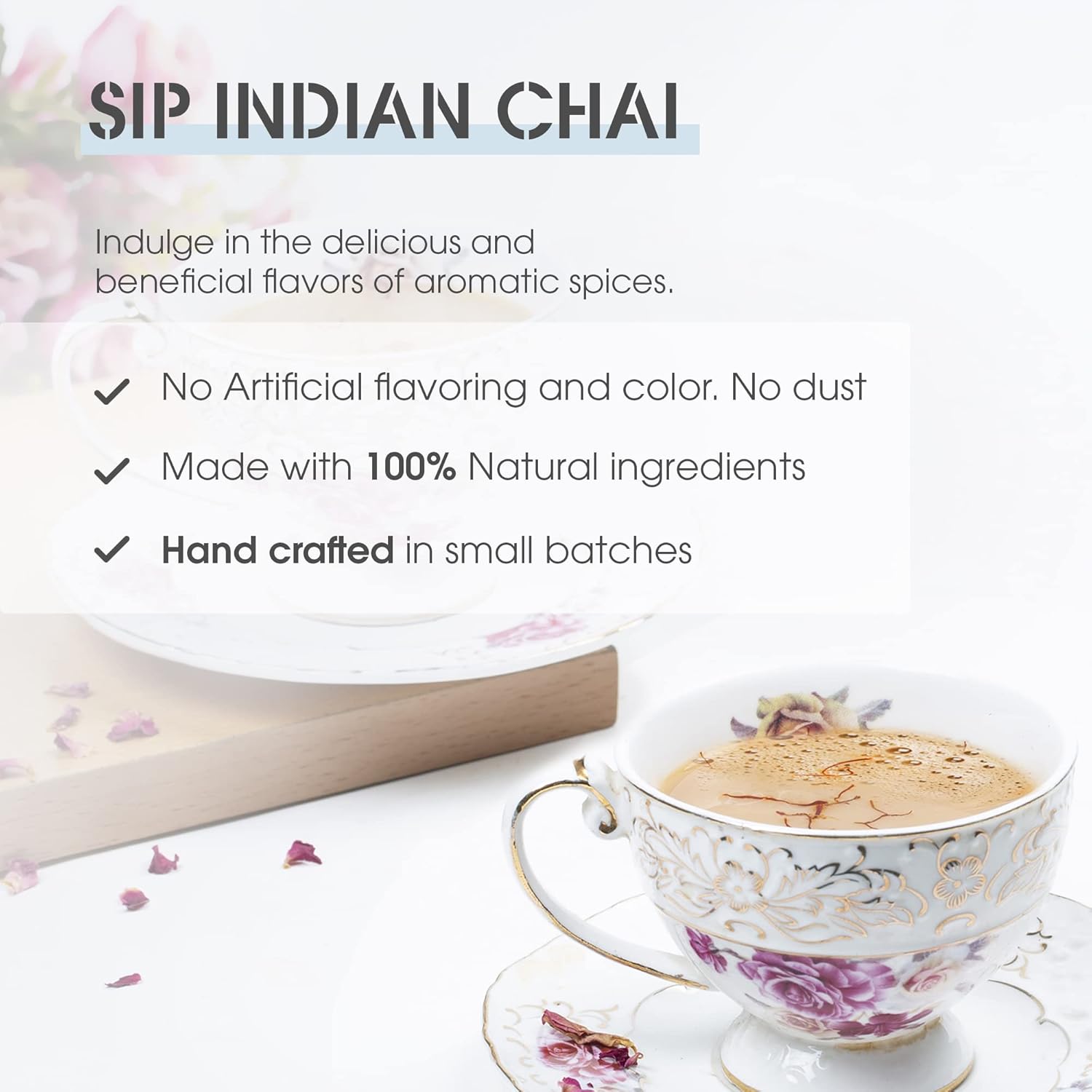 Teabox Kashmiri Kesar Gulab Chai Tea - 250gm, 8.8 Ounce | Mixed With The World'S Rarest Saffron & Light Scented Roses - From The Everlasting Beauty Of The Kashmir Valley | Medium Caffeine