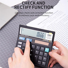 Deli W39231b Calculator 12 - Digit Display For Clear | 3 Years Warranty | With Steps Check And Correct Function - Black