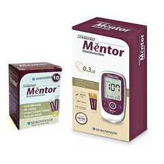 Standard Mentor Digital Blood Glucose Meter For Self Diabetes Testing Monitor Machine With 10 Strips & Complete Medical Device Kit - Glucometer