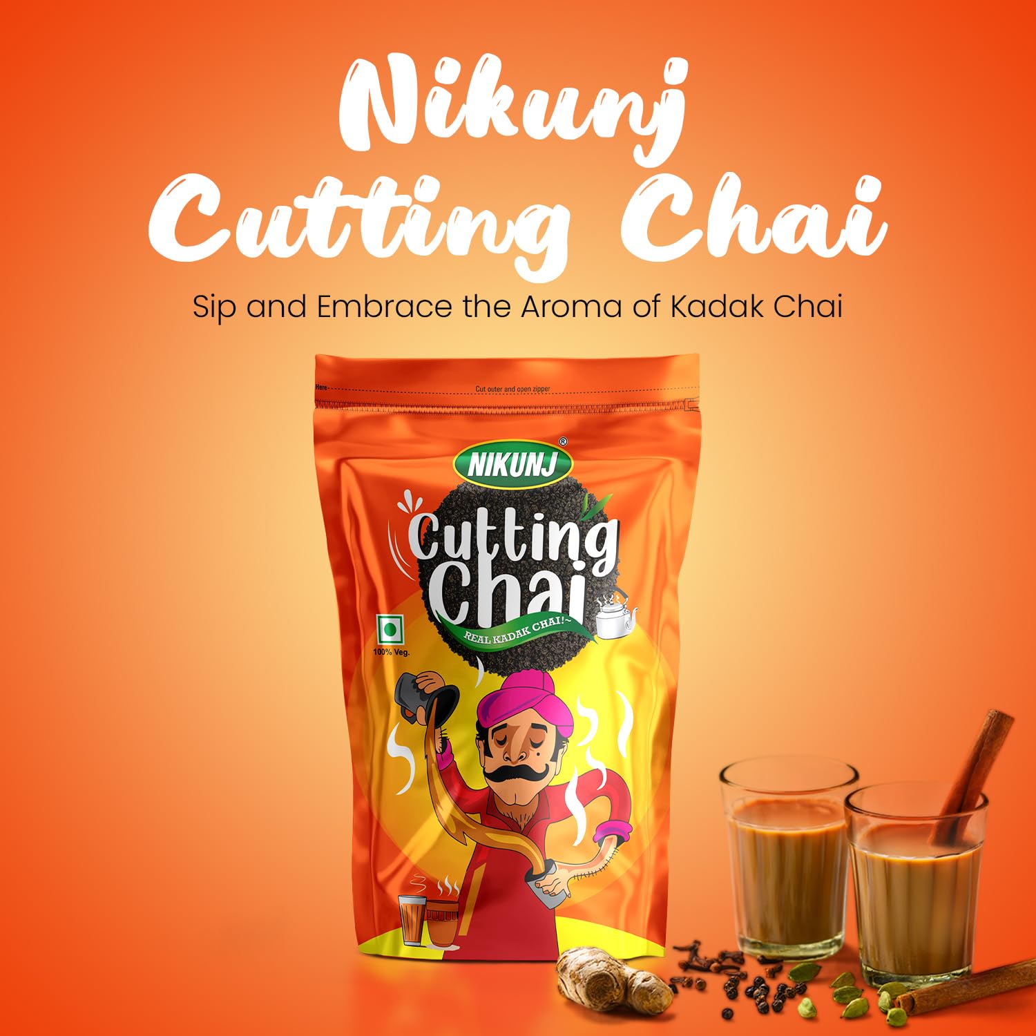 Nikunj Cutting Chai Patti - 1 Kg Pack, 35.2 Ounce | Strong Blend, Rich Taste - Loose Leaves Black Tea, Caffeine Free Chai Patti | Masala Tea Leaves, Assam Tea Real Kadak Chai
