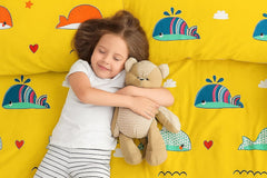 Printed Kids Bedsheet For Queen Size With 2 Pillow Covers - 90 X 100 Inches, Yellow | Soft & Skin-Friendly Fabric | Suitable For All Seasons