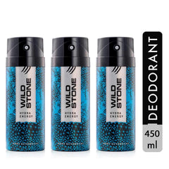 Wild Stone Hydra Energy Deodorants Men Body Spray 450ml 15.2 Fl.oz.| Perfect Gift For Special One | Pack Of 3