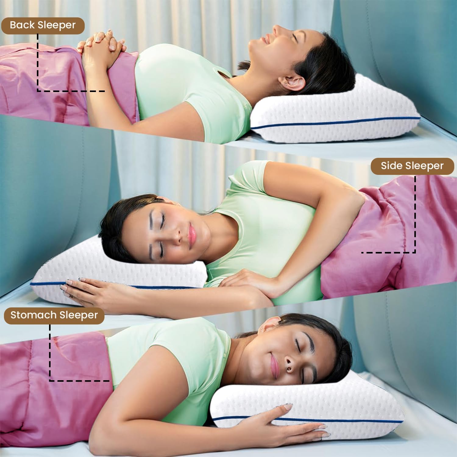 Cooling Gel Memory Foam Pillow, For Pain Relief, White Pillow, Size - Medium | Cervical Pillows For Spondylitis Neck & Shoulder Pain Relief, Bed Sleeping, Orthopedic Support Pillow
