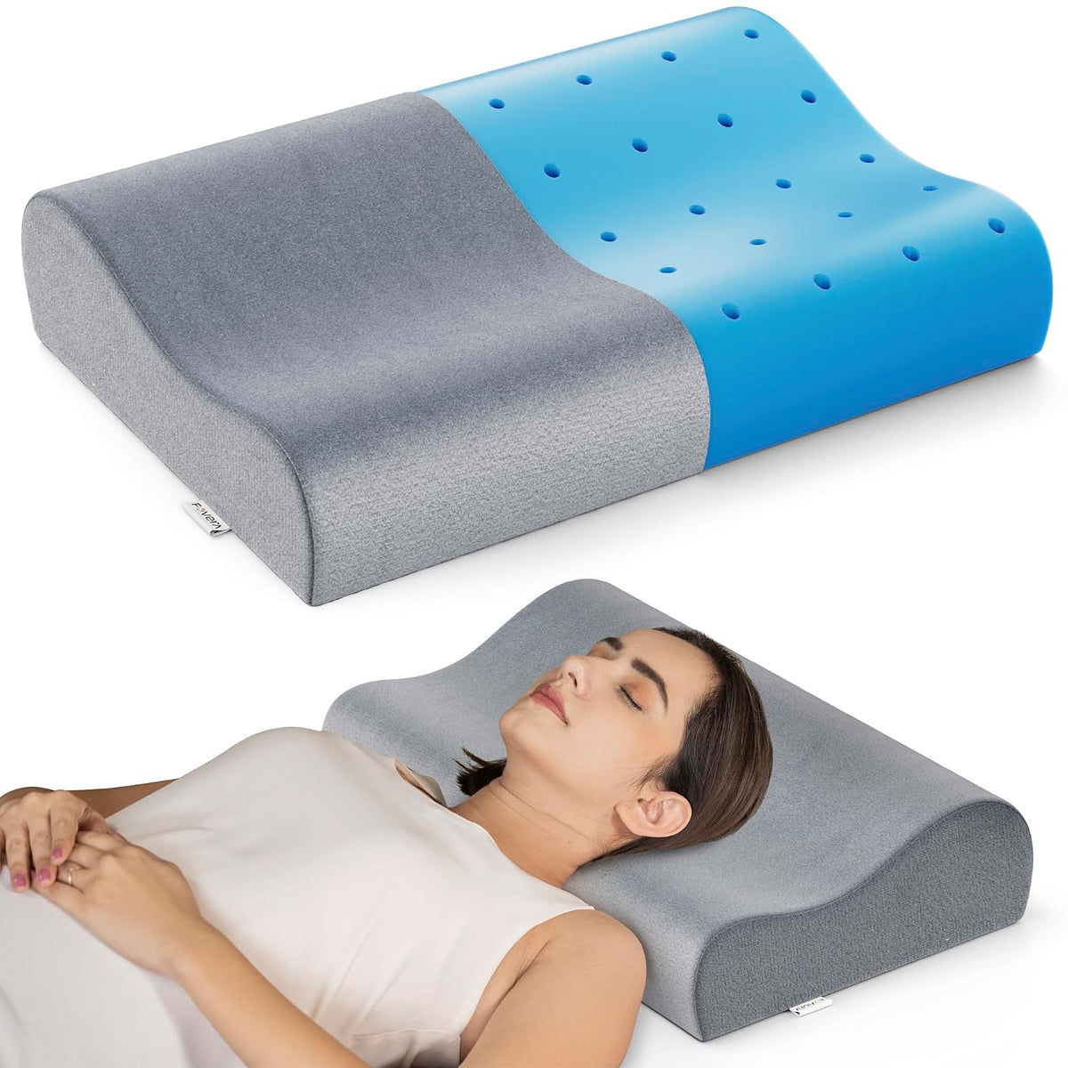 Cervical Pillow For Neck Pain, Cool Gel Memory Foam Pillow - 18 X 11 X 3.5 Inch | Orthopedic Neck Support Pillow For Sleeping, Neck & Shoulder Pain, Standard Size, Grey Velvet - Pack Of 1