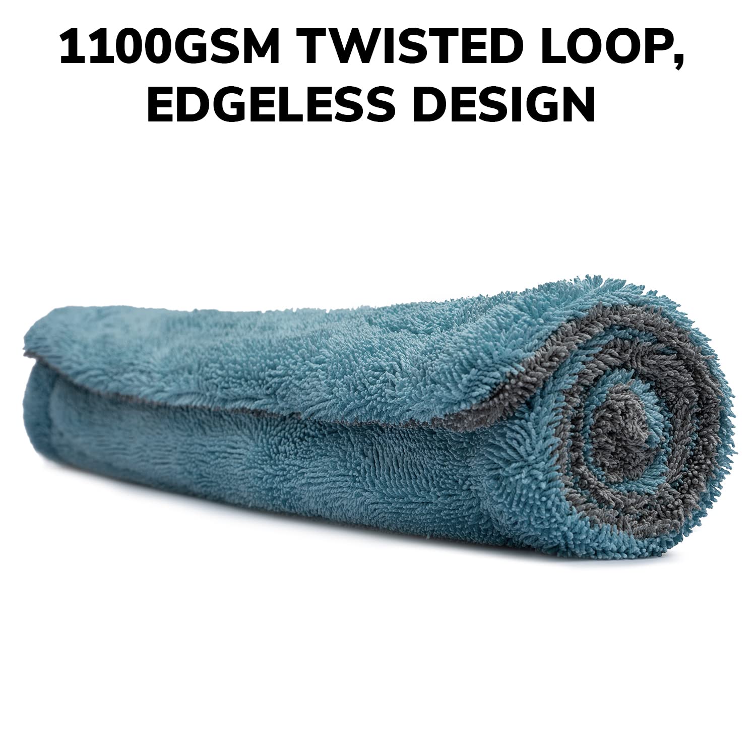 Shinexpro Microfiber Cloth 450 Gsm | Twisted Loop Super Absorbent Towel Edgeless Design With Plush Pile, Lint Free Cloth For Drying & Detailing For Car Pure Magic (Aqua Blue & Grey)