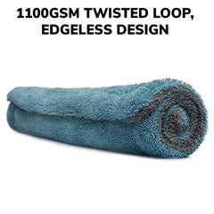Shinexpro Microfiber Cloth 30 Gsm | Twisted Loop Super Absorbent Towel Edgeless Design With Plush Pile, Lint Free Cloth For Drying & Detailing For Car Pure Magic (Aqua Blue & Grey)