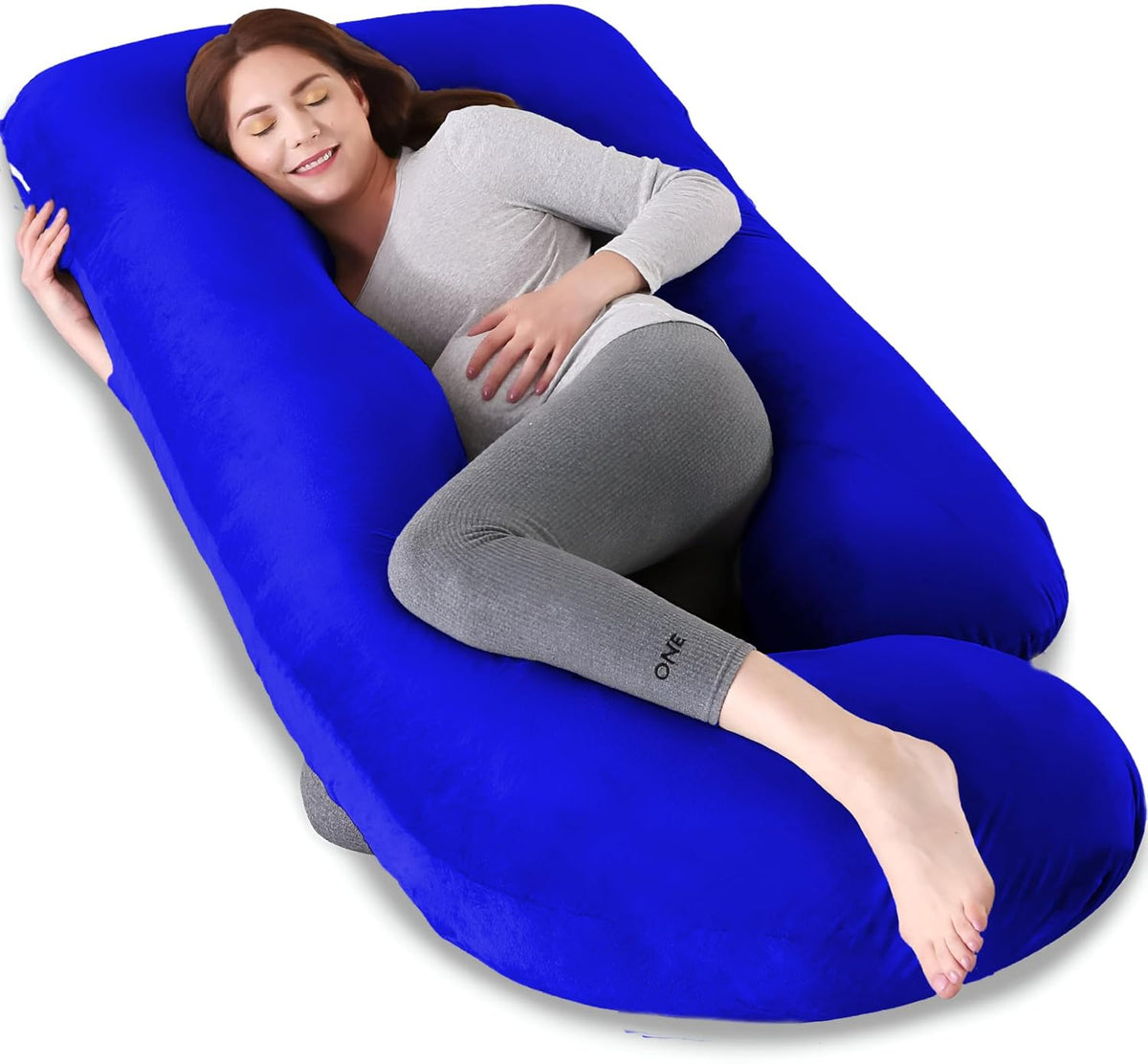 Pregnancy Pillow, Maternity Body Pillow For Sleeping, G Shaped Pillow, Royal Blue - 55 Inch | Full Body Pillow, Pregnancy Pillow For Pregnant Women, Support Belly & Back, Velvet Cover