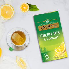 Twinings Green Tea & Lemon - 200gm, 7.05 Ounce, 100 Enveloped Tea Bags | Deliciously Sweet & Tangy Lemon - Caffeinated Green Tea