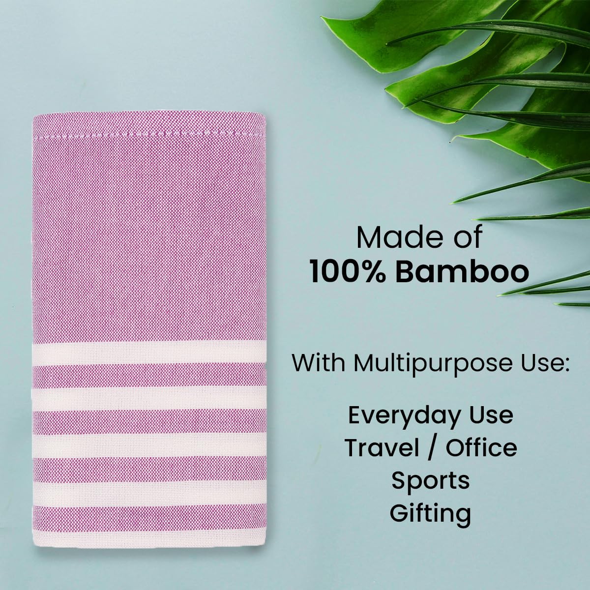 Mush Bamboo Turkish Hand Towels 250 Gsm | 100% Bamboo Gym Towel For Men & Women | Ultra Soft, Absorbent & Quick Dry Towel | Red & Purple Stripe (Set Of 2)