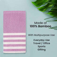 Mush Bamboo Turkish Hand Towels 250 Gsm | 100% Bamboo Gym Towel For Men & Women | Ultra Soft, Absorbent & Quick Dry Towel | Red & Purple Stripe (Set Of 2)