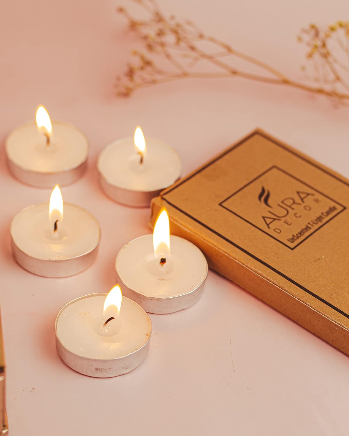 TEALIGHT CANDLES PACK OF 10 UNSCENTED TEALIGHT CANDLE | BURNING TIME OF 3 HOURS