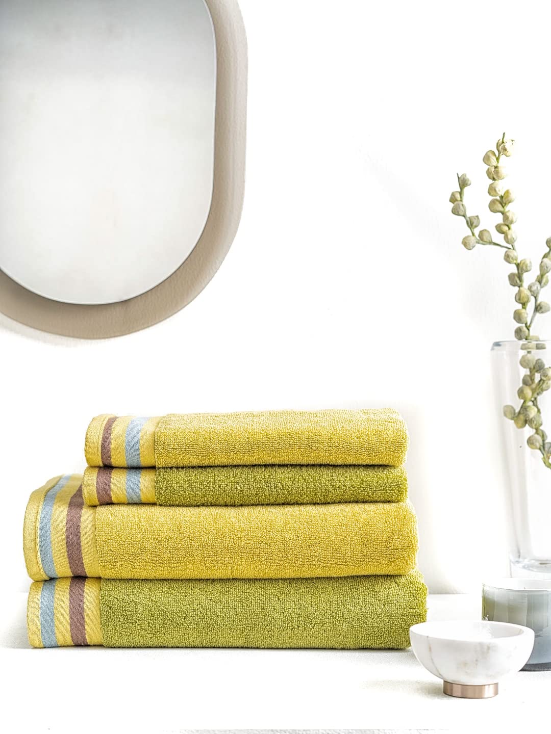 Ddecor Live Beautiful 2 Bath Towels & 2 Hand Towels 1400 Gsm (Green Lemon)