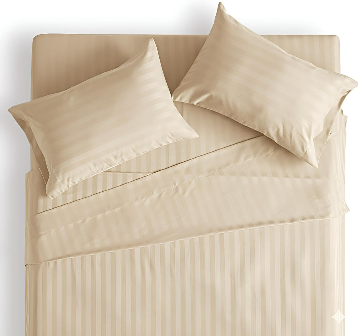 Super King Size Bedsheet For Double Bed With 2 Pillow Cover - 108 X 108 Inches, Cream | Durable & Easy Care Fade-Resistant, Wrinkle-Free