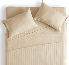 Super King Size Bedsheet For Double Bed With 2 Pillow Cover - 108 X 108 Inches, Cream | Durable & Easy Care Fade-Resistant, Wrinkle-Free