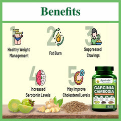 Agniveda Naturals Garcinia Cambogia Capsules Natural Weight Loss Supplement 1000mg Extract, Supports Metabolism & Energy, Supports Appetite Control, Reduce Fat Storage | 60 Capsules 100gm 0.2lbs