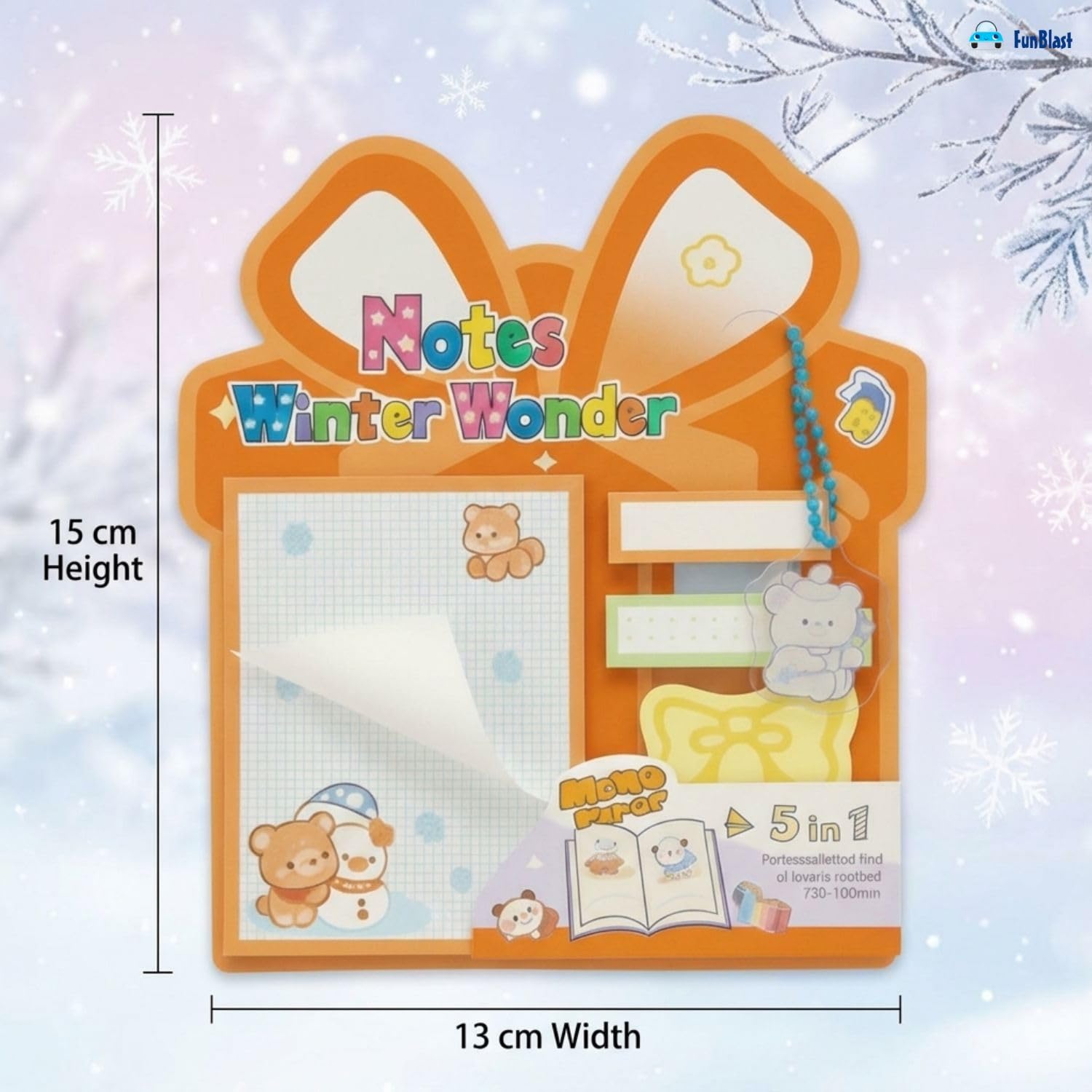 Christmas Sticky Notes - 30 Small Sticky, 30 Medium Sticky | Stationery Gift For Student - Orange