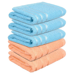 Kuber Industries Face Towel 1000 Gsm | Towels For Daily Use Workout Hand Towel | Lining Design | Pack Of 5 (Peach & Blue)