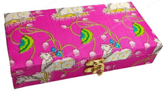 Decorative & Attractive Box Cash Box, Shagun Box, Jewellery Box, Money Box Envelop Wedding, Gift Box, Bangel Box With Cow Lotus Embroidery Design, Colour - Pink