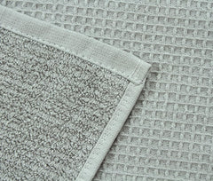 Fash Home Waffle Terry Fusion Bath Towel 1000 Gsm | Full Large Size 100% Soft Cotton Super Luxurious Quick Absorbent Towel - White & Grey (Pack Of 2)