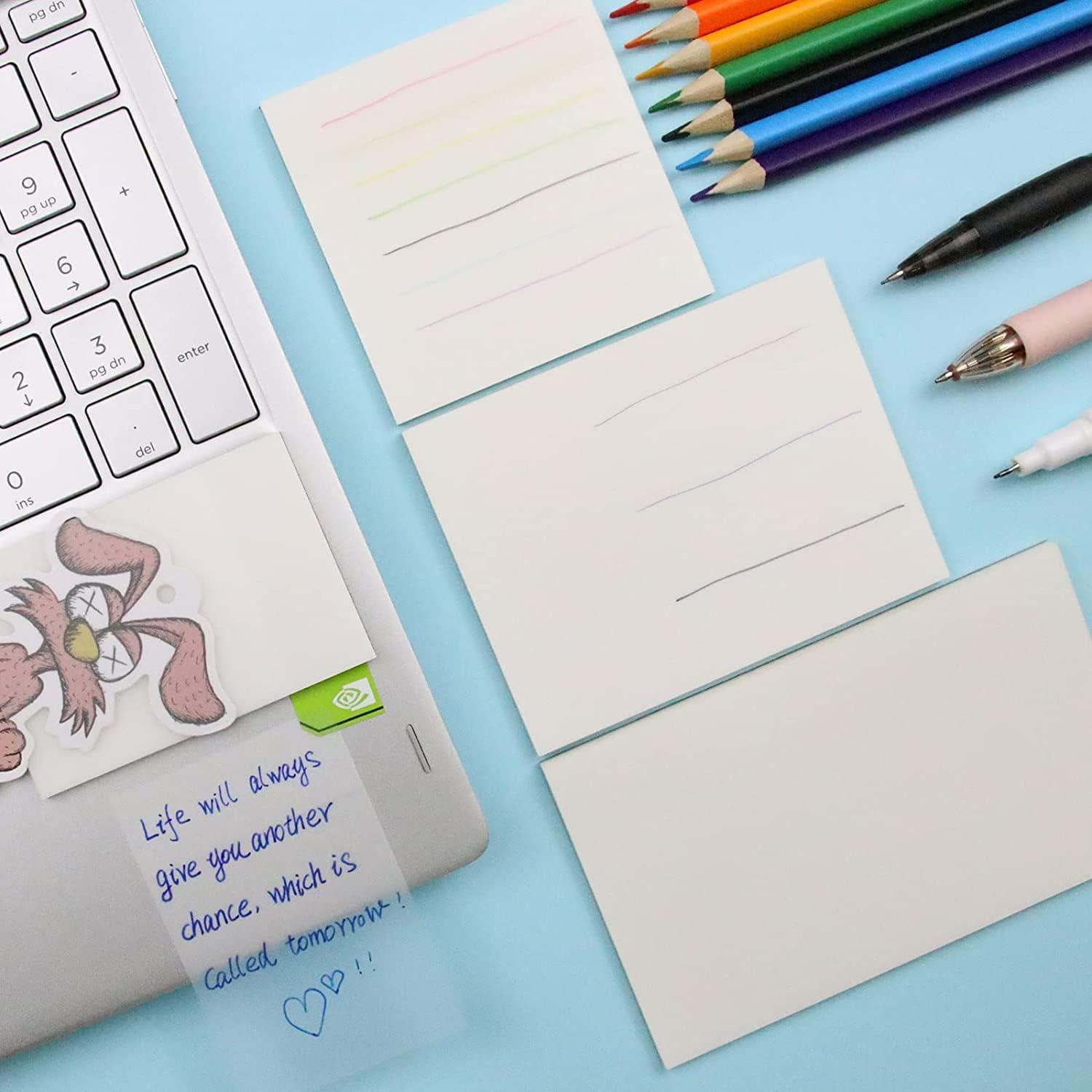 100 Sheets Transparent Sticky Notes, Waterproof Memo Sticky Notes For Office - 2.5 X 4 Inch