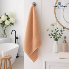 Earthy Fables Premium Bath Towel 600 Gsm | 100% Combed Cotton Ultra Soft, Quick Dry & Highly Absorbent For Home, Travel And Acne-Prone Skin (Peach) Set Of 2