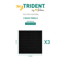 Mytrident Quick Dry 100% Cotton Face Towel 450 Gsm (Black) - 3 Pcs